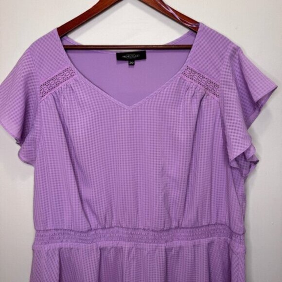 Addition Elle Michel Studio Purple Flutter Sleeves Mini Dress Size 20 Feminine - Picture 4 of 14